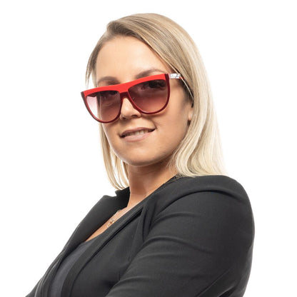 Sunglasses by Emilio Pucci for women in burgundy features a sumptuous silhouette, showcasing a sumptuous full-rim oval frame design in burgundy coloured frame with high-performance gradient category-2-medium-tint lens.