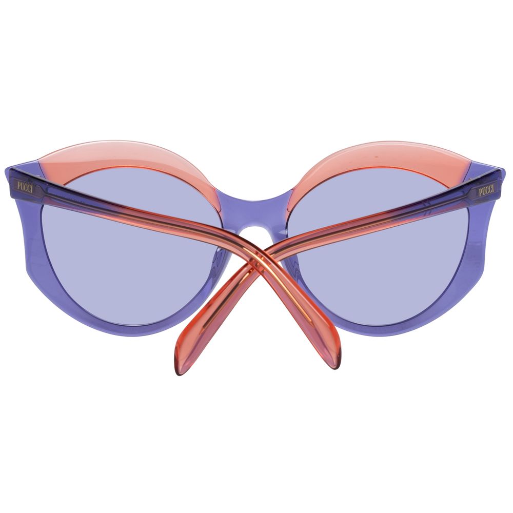 Sunglasses by Emilio Pucci for women in metal and purple presents a sumptuous silhouette, featuring purple coloured frame and butterfly full-rim frame design with for a sumptuous look.