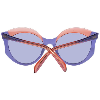 Sunglasses by Emilio Pucci for women in metal and purple presents a sumptuous silhouette, featuring purple coloured frame and butterfly full-rim frame design with for a sumptuous look.