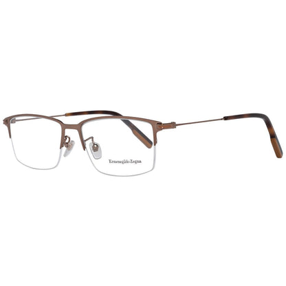 Eyeglasses Frames by Ermenegildo Zegna for men in bronze showcases a refined half-frame frame design with a refined bronze coloured frame finish for a refined and sophisticated look.