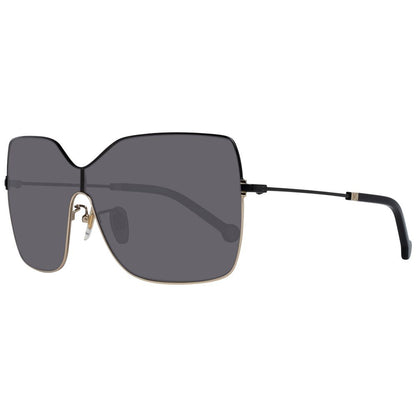 Sunglasses by Carolina Herrera for women in black showcases a ethereal silhouette, featuring black coloured frame full-rim mono-lens frame design with non-polarized category-3-dark-tint lens for a ethereal finish.