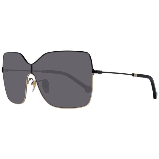 Sunglasses by Carolina Herrera for women in black showcases a ethereal silhouette, featuring black coloured frame full-rim mono-lens frame design with non-polarized category-3-dark-tint lens for a ethereal finish.