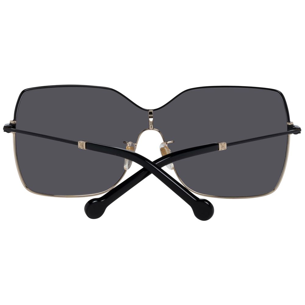 Sunglasses by Carolina Herrera for women in black features an lustrous full-rim mono-lens frame design with black coloured frame detailing and non-polarized category-3-dark-tint lens for a lustrous aesthetic.