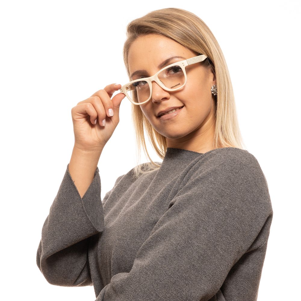 Eyeglasses Frames by Zadig & Voltaire for women in cotton cream features a refined silhouette, showcasing a refined and full-frame frame design for a sophisticated, premium look.