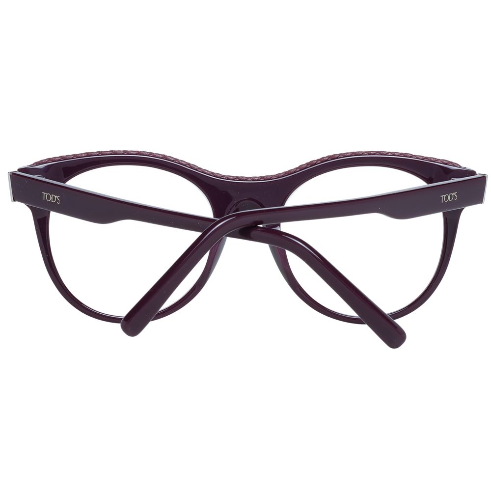 Eyeglasses Frames by Tod's for women in purple showcases a reflective silhouette, artfully incorporating a sophisticated purple coloured frame with a distinct full-frame frame design.