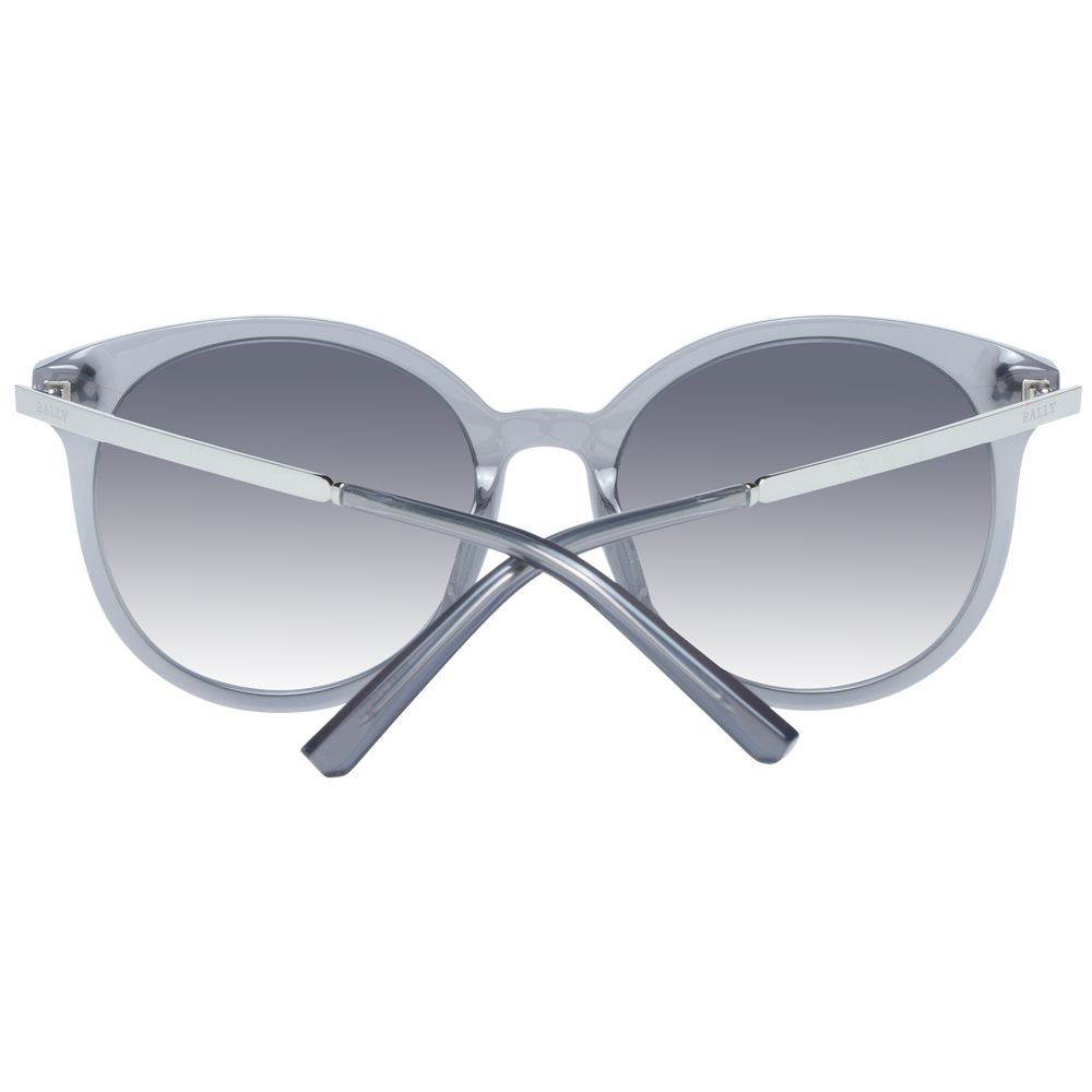 Sunglasses by Bally for women in gray features an ethereal full-rim round frame design with gray coloured frame frames and gradient category-3-dark-tint lens for a ethereal finish.
