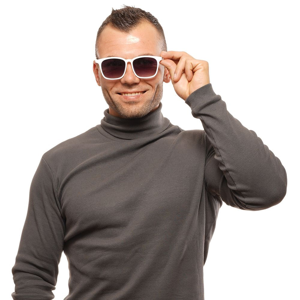 Sunglasses by Spy for unisex in and white presents a sumptuous silhouette, featuring white coloured frame and full-rim trapezium frame design with gradient category-3-dark-tint lens for a sumptuous look.
