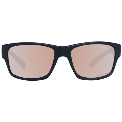 Sunglasses by Bolle for unisex in black features a sumptuous silhouette, showcasing a sumptuous full-rim trapezium frame design in black coloured frame with high-performance mirrored category-2-medium-tint lens.