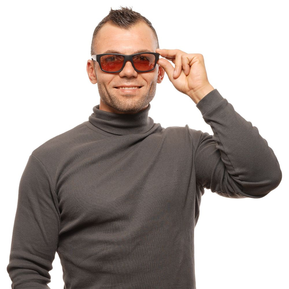 Sunglasses by Bolle for unisex in black showcases a ethereal silhouette, featuring black coloured frame full-rim trapezium frame design with mirrored category-2-medium-tint lens for a ethereal finish.