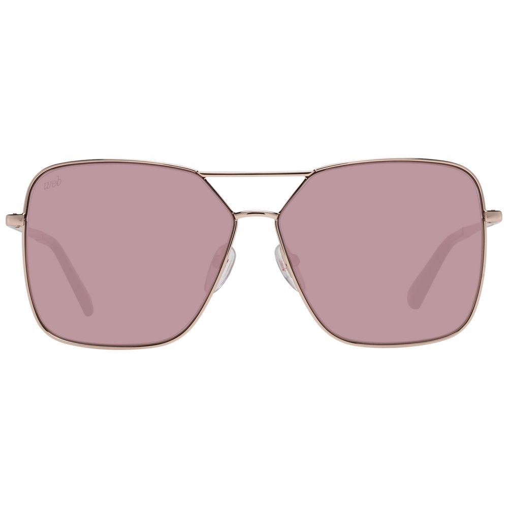 Sunglasses by Web for women in rose-gold showcases a ethereal silhouette, featuring rose-gold coloured frame rectangle full-rim frame design with mirrored category-2-medium-tint lens for a ethereal finish.
