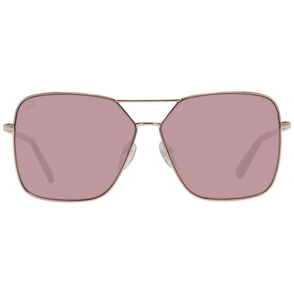 Sunglasses by Web for women in rose-gold showcases a ethereal silhouette, featuring rose-gold coloured frame rectangle full-rim frame design with mirrored category-2-medium-tint lens for a ethereal finish.