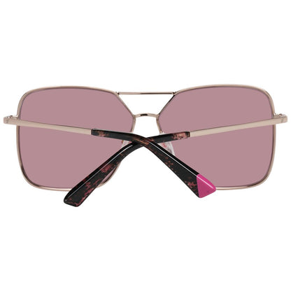 Sunglasses by Web for women in rose-gold showcases a ethereal silhouette, featuring rose-gold coloured frame rectangle full-rim frame design with mirrored category-2-medium-tint lens for a ethereal finish.