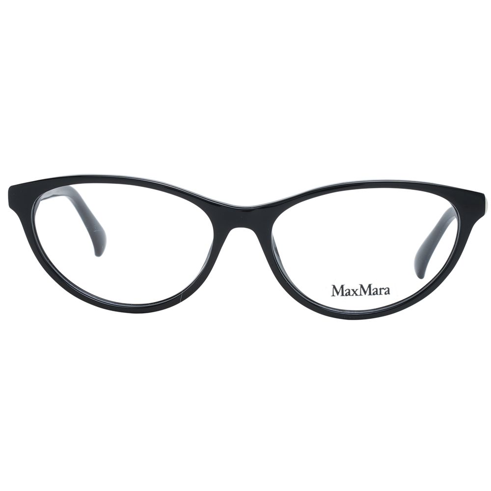 Eyeglasses Frames by Max Mara for women in plastic and black showcases an refined full-frame frame design featuring a sophisticated black coloured frame for an refined and refined aesthetic.