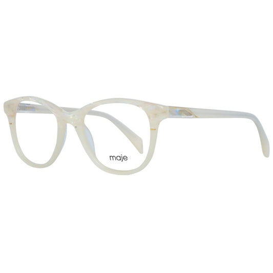 Eyeglasses Frames by Maje for women in cotton and pearl showcases a refined silhouette, detailed with a pearl coloured frame finish and a sophisticated full-frame frame design.