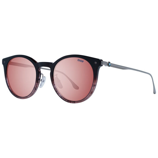 Sunglasses by BMW for men in and blue & burgundy featuring an opulent full-rim round frame design with a sophisticated finish and high-performance category-3-dark-tint mirrored lens.
