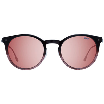 Sunglasses by BMW for men in blue & burgundy features a sumptuous silhouette, showcasing a sumptuous full-rim round frame design in with high-performance category-3-dark-tint mirrored lens.