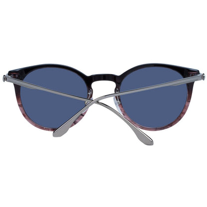 This Sunglasses by BMW for men in blue & burgundy presents a sumptuous silhouette, showcasing a sumptuous full-rim round frame design in and high-performance category-3-dark-tint mirrored lens.