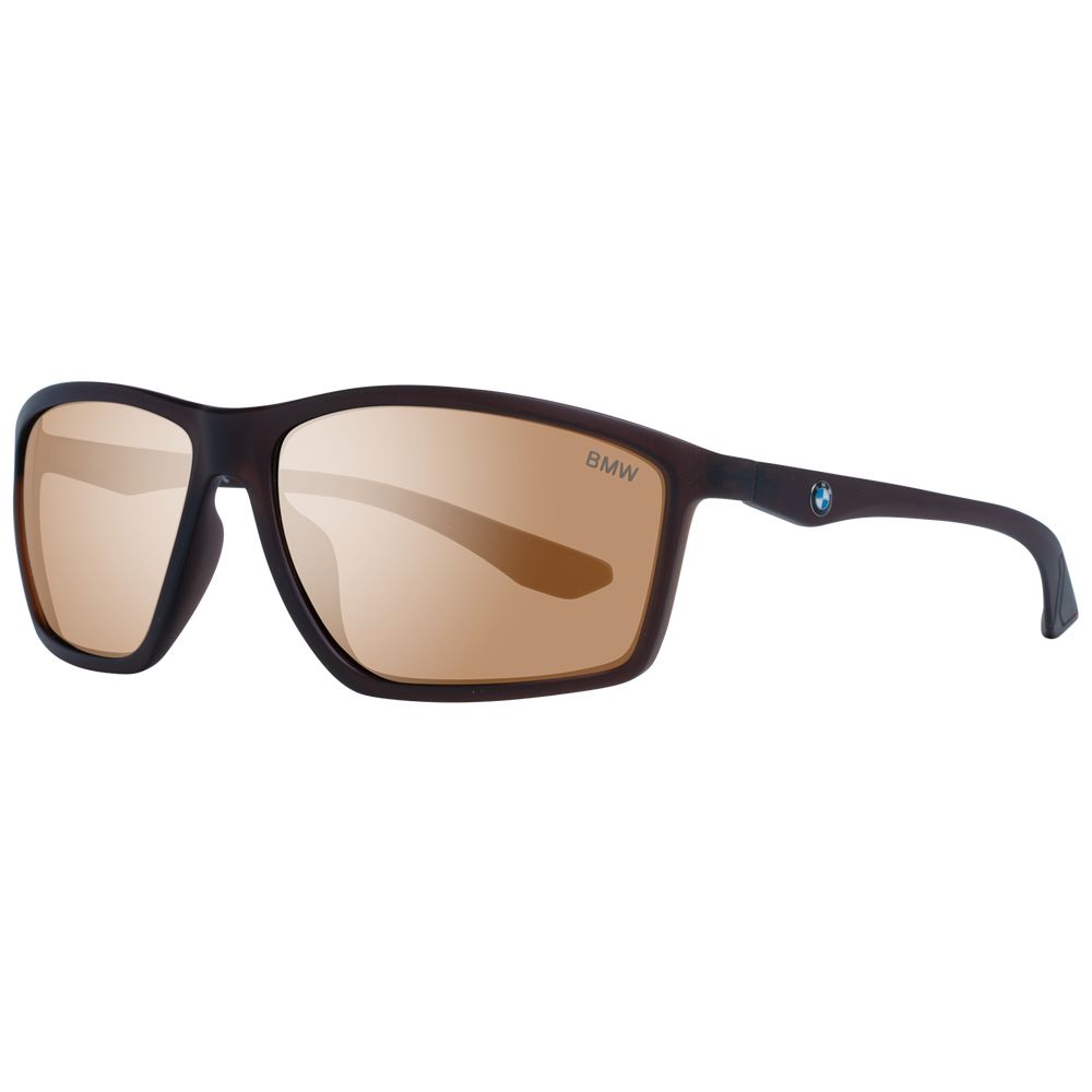 Sunglasses by BMW for men in and brown presents a sumptuous silhouette, featuring brown coloured frame and rectangle full-rim frame design with category-3-dark-tint lens for a sumptuous look.
