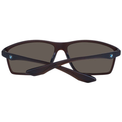 Sunglasses by BMW for men in brown features an lustrous rectangle full-rim frame design with brown coloured frame detailing and category-3-dark-tint lens for a lustrous aesthetic.