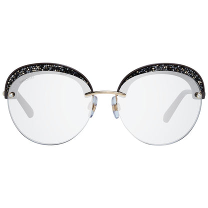Sunglasses by Swarovski for women in gold showcases a ethereal silhouette, featuring multicolor coloured frame half-rim round frame design with mirrored category-2-medium-tint lens for a ethereal finish.