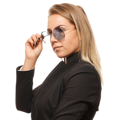 Sunglasses by Swarovski for women in and gold presents a sumptuous silhouette, featuring gold coloured frame and half-rim round frame design with non-polarized category-1-light-tint lens for a sumptuous look.