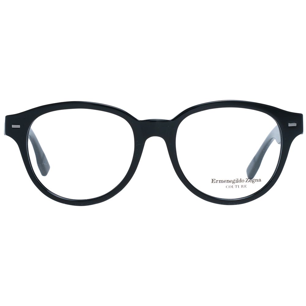 Eyeglasses Frames by Ermenegildo Zegna for men in plastic and black showcases a refined silhouette, detailed with a black coloured frame finish and a sophisticated full-frame frame design.