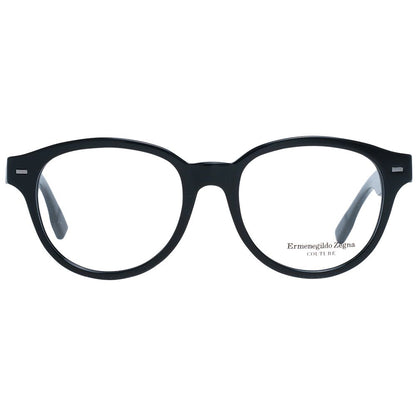 Eyeglasses Frames by Ermenegildo Zegna for men in plastic and black showcases a refined silhouette, detailed with a black coloured frame finish and a sophisticated full-frame frame design.