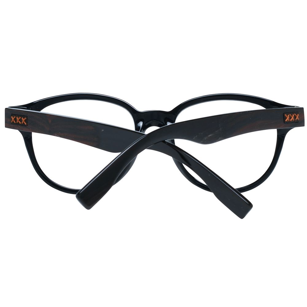 Eyeglasses Frames by Ermenegildo Zegna for men in plastic black features a refined silhouette, showcasing a refined black coloured frame and full-frame frame design for a sophisticated, premium look.