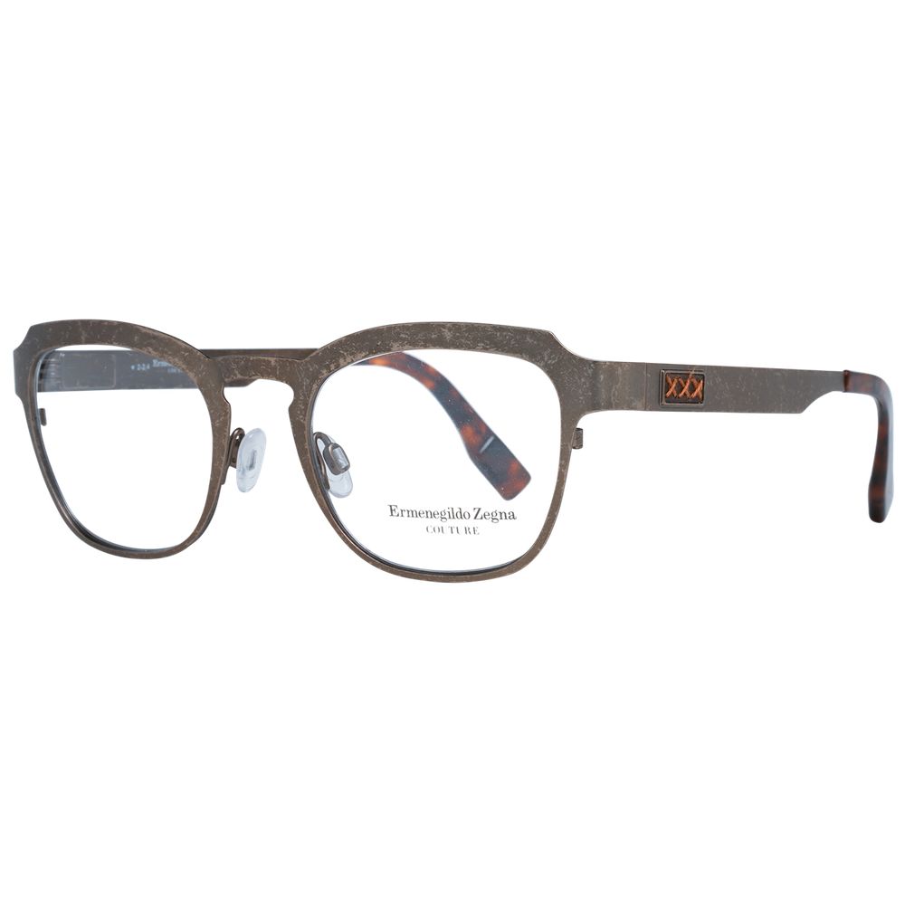 Eyeglasses Frames by Ermenegildo Zegna for men in bronze features an refined silhouette, showcasing a sophisticated bronze coloured frame and refined full-frame frame design for a refined look.