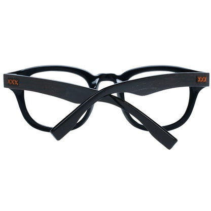 Eyeglasses Frames by Ermenegildo Zegna for men in plastic black showcases a reflective silhouette, artfully incorporating a sophisticated black coloured frame with a distinct full-frame frame design.