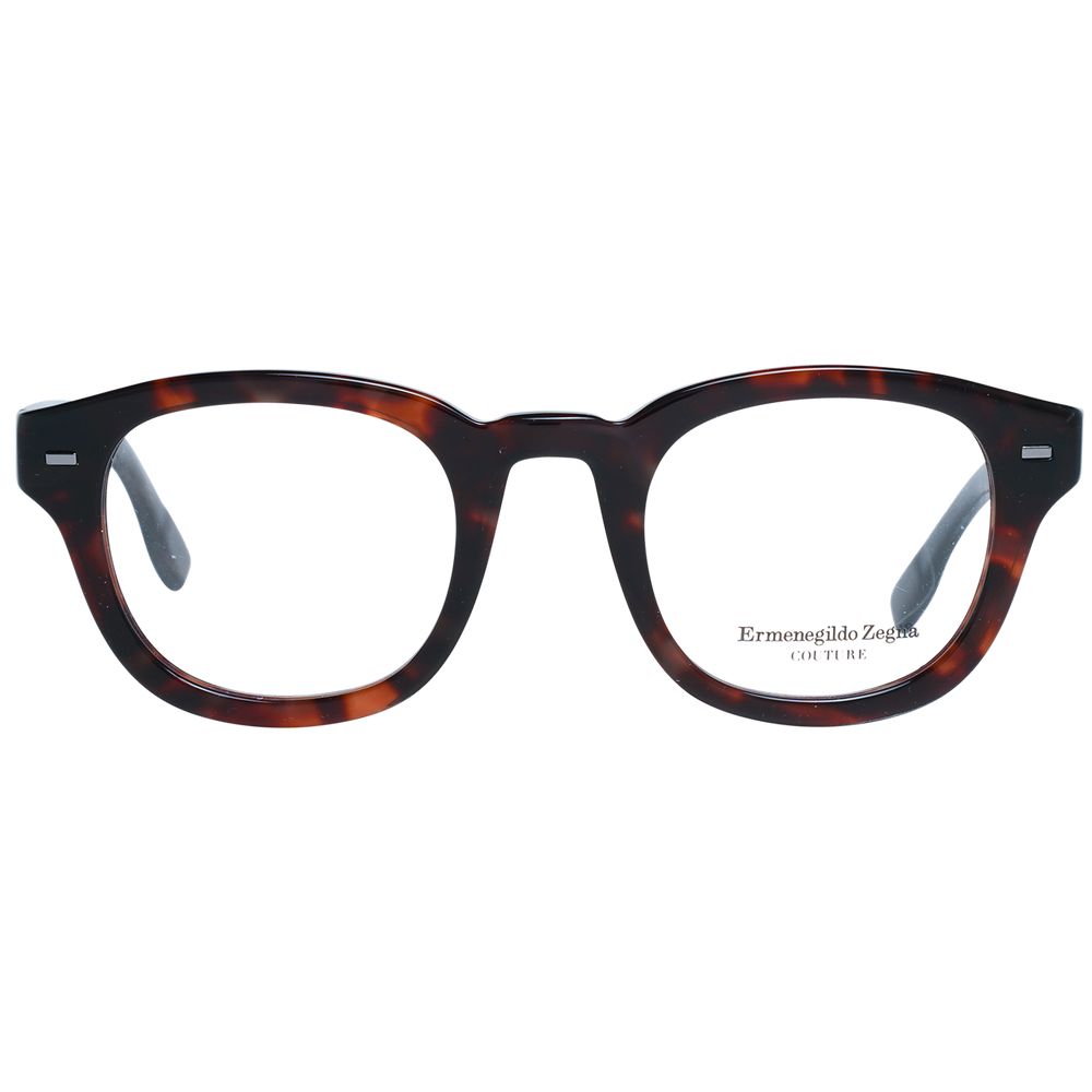 Eyeglasses Frames by Ermenegildo Zegna for men in brown showcases a reflective silhouette, artfully incorporating a sophisticated brown coloured frame with a distinct full-frame frame design.