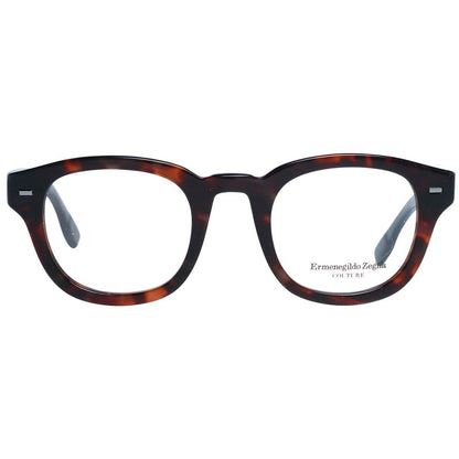 Eyeglasses Frames by Ermenegildo Zegna for men in brown showcases a reflective silhouette, artfully incorporating a sophisticated brown coloured frame with a distinct full-frame frame design.