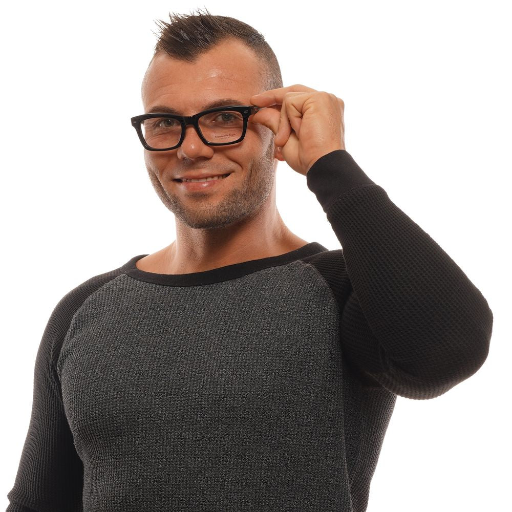 Eyeglasses Frames by Ermenegildo Zegna for men in plastic black showcases a reflective silhouette, artfully incorporating a sophisticated black coloured frame with a distinct full-frame frame design.