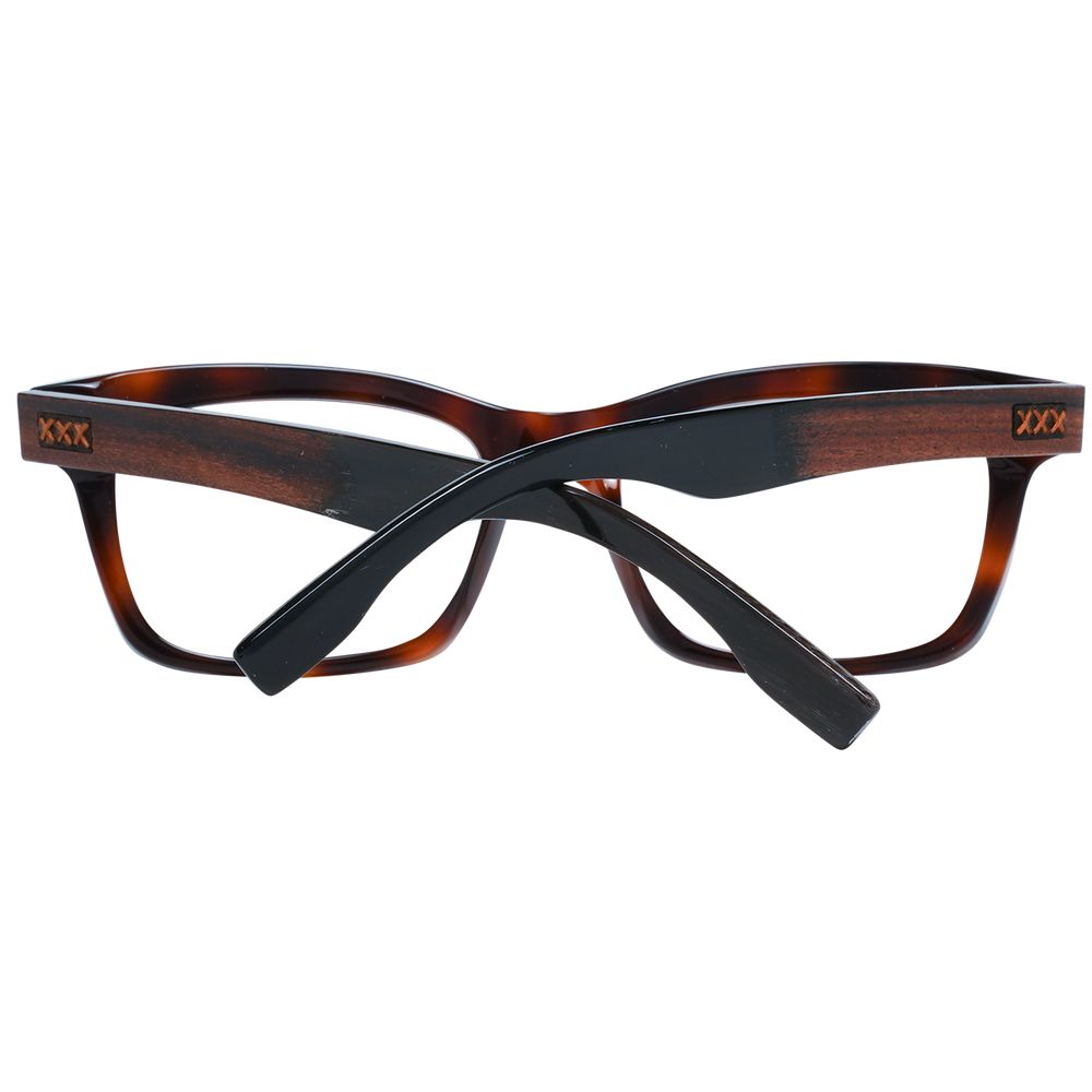 Eyeglasses Frames by Ermenegildo Zegna for men in brown showcases a reflective silhouette, artfully incorporating a sophisticated brown coloured frame with a distinct full-frame frame design.