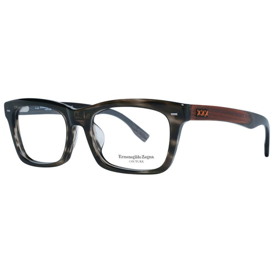 Eyeglasses Frames by Ermenegildo Zegna for men in polyester and gray & horn showcases a refined silhouette, detailed with a gray coloured frame finish and a sophisticated full-frame frame design.