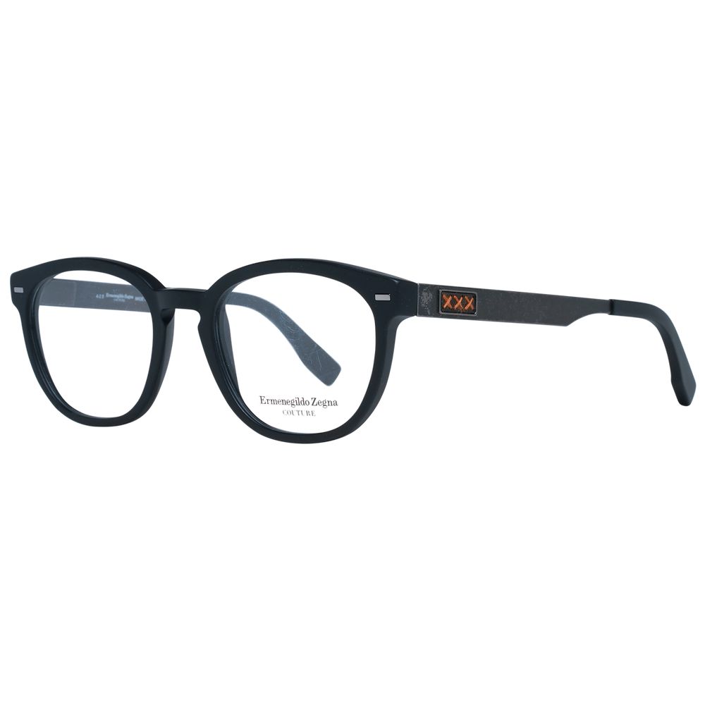 Eyeglasses Frames by Ermenegildo Zegna for men in black showcases a refined full-frame frame design with a refined black coloured frame finish for a refined and sophisticated look.