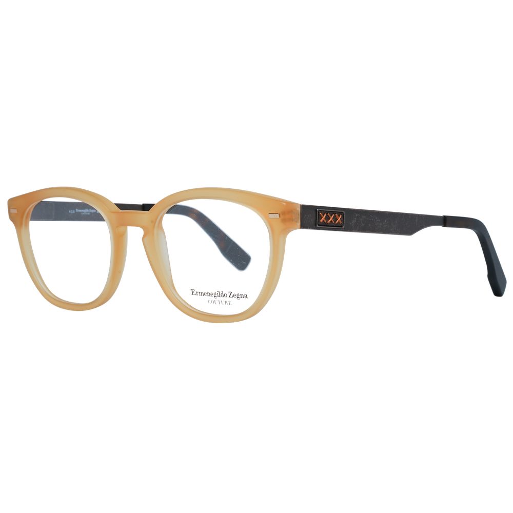 Eyeglasses Frames by Ermenegildo Zegna for men in orange features an refined silhouette, showcasing the refined honey coloured frame and sophisticated full-frame frame design.