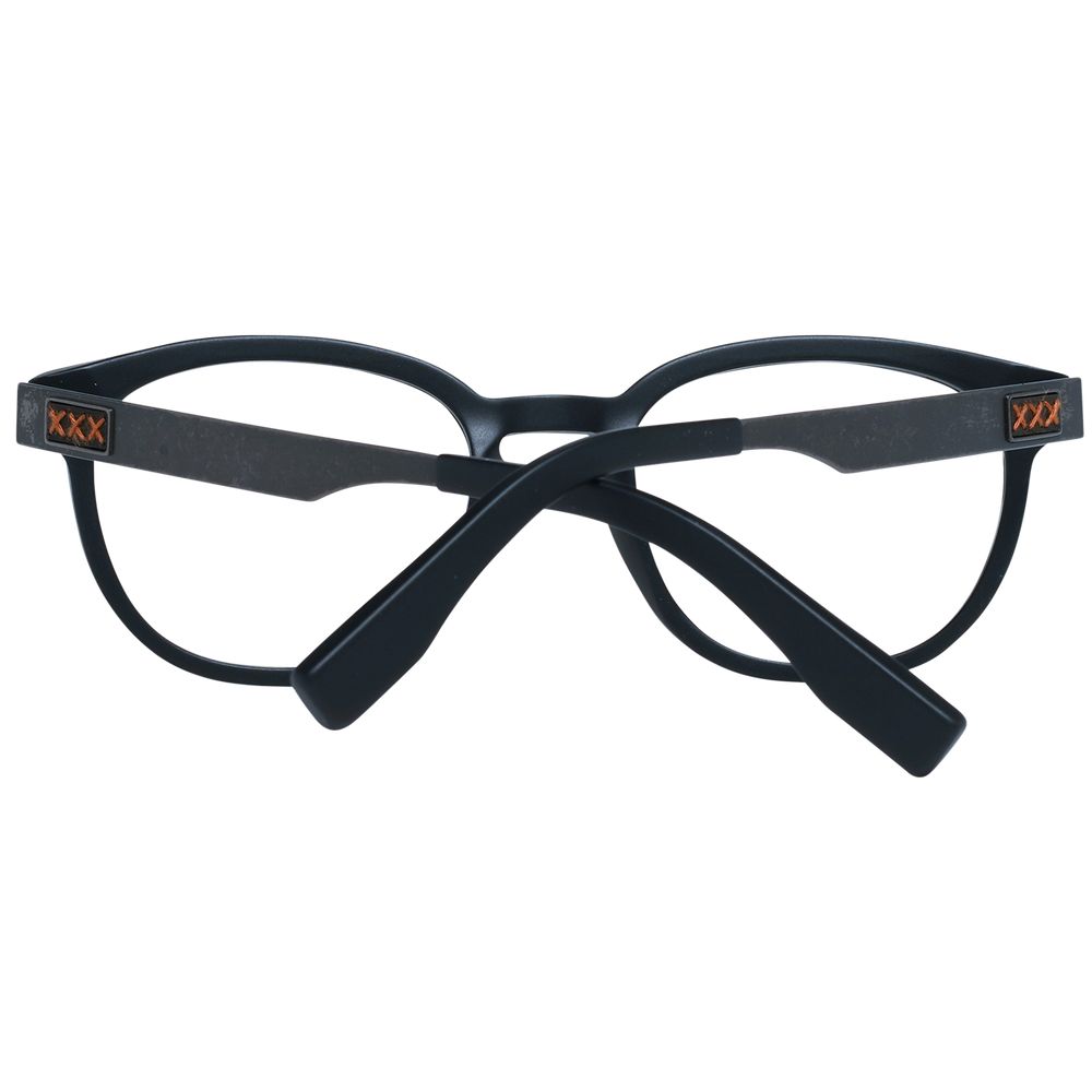 Eyeglasses Frames by Ermenegildo Zegna for men in black showcases a reflective silhouette, artfully incorporating a sophisticated black coloured frame with a distinct full-frame frame design.
