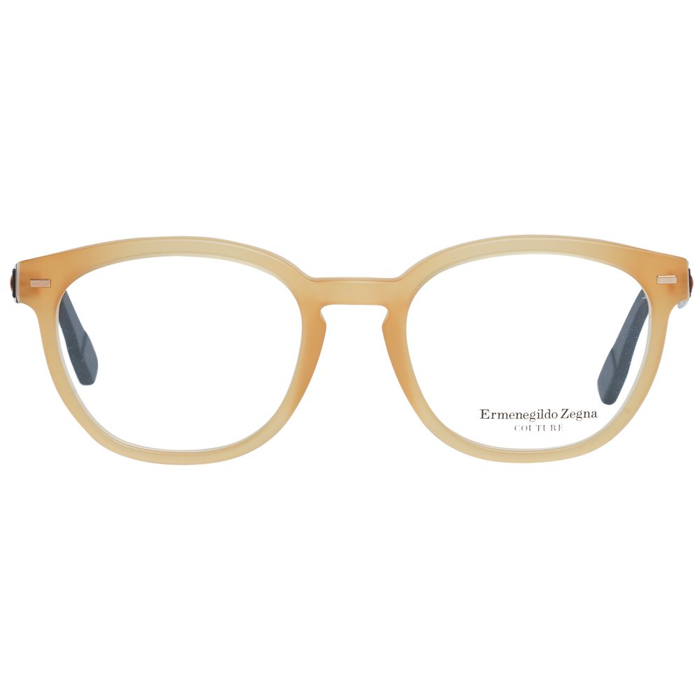 Eyeglasses Frames by Ermenegildo Zegna for men in orange features a refined silhouette, showcasing a refined honey coloured frame and full-frame frame design for a sophisticated, premium look.