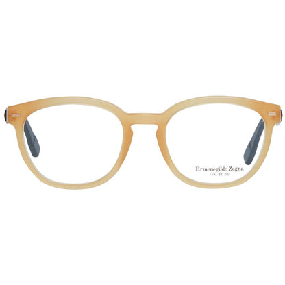 Eyeglasses Frames by Ermenegildo Zegna for men in orange features a refined silhouette, showcasing a refined honey coloured frame and full-frame frame design for a sophisticated, premium look.