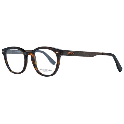 Eyeglasses Frames by Ermenegildo Zegna for men in brown showcases a reflective silhouette, artfully incorporating a sophisticated brown coloured frame with a distinct full-frame frame design.