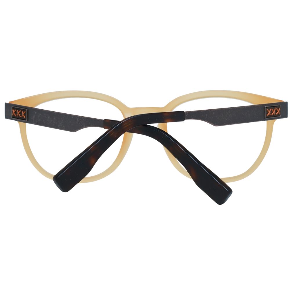 Eyeglasses Frames by Ermenegildo Zegna for men in orange features an refined silhouette, showcasing a sophisticated honey coloured frame and refined full-frame frame design for a refined look.