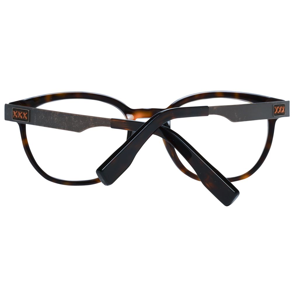 Eyeglasses Frames by Ermenegildo Zegna for men in brown showcases a reflective silhouette, artfully incorporating a sophisticated brown coloured frame with a distinct full-frame frame design.