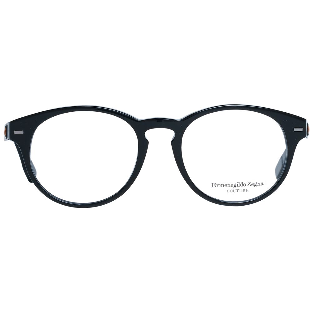 Eyeglasses Frames by Ermenegildo Zegna for men in black features an refined silhouette, showcasing a sophisticated black coloured frame and refined full-frame frame design for a refined look.