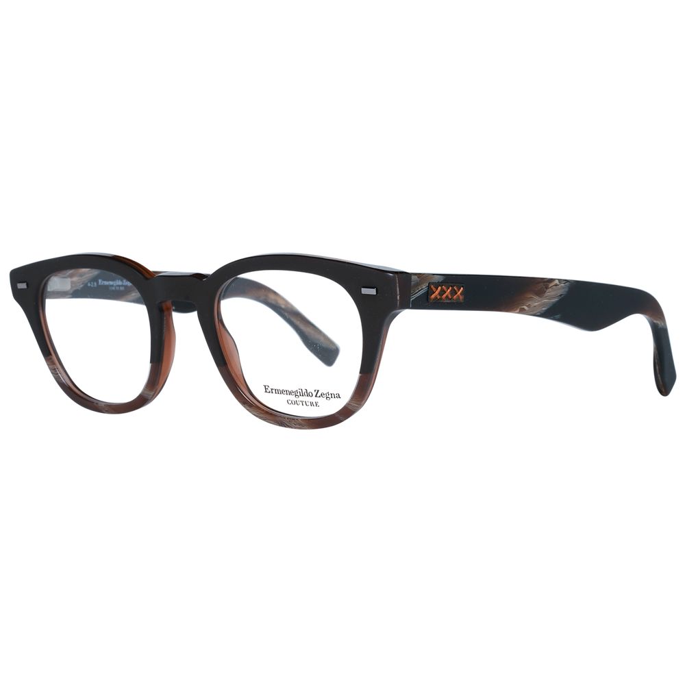 Eyeglasses Frames by Ermenegildo Zegna for men in brown features an refined silhouette, showcasing a sophisticated brown coloured frame and refined full-frame frame design for a refined look.