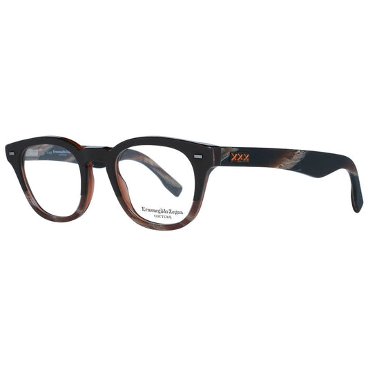 Eyeglasses Frames by Ermenegildo Zegna for men in brown features an refined silhouette, showcasing a sophisticated brown coloured frame and refined full-frame frame design for a refined look.