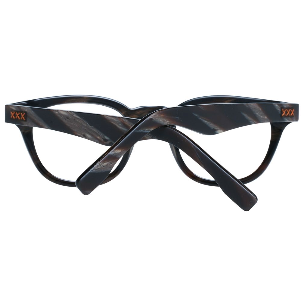 Eyeglasses Frames by Ermenegildo Zegna for men in black showcases a reflective silhouette, artfully incorporating a sophisticated black coloured frame with a distinct full-frame frame design.