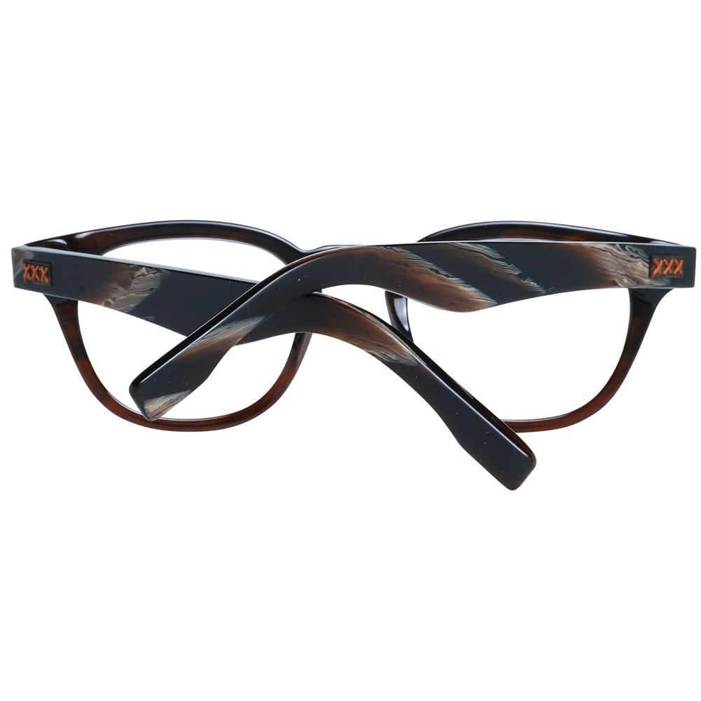 Eyeglasses Frames by Ermenegildo Zegna for men in brown showcases a reflective silhouette, artfully incorporating a sophisticated brown coloured frame with a distinct full-frame frame design.