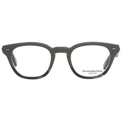 Eyeglasses Frames by Ermenegildo Zegna for men in olive showcases a reflective silhouette, artfully incorporating a sophisticated olive coloured frame with a distinct full-frame frame design.