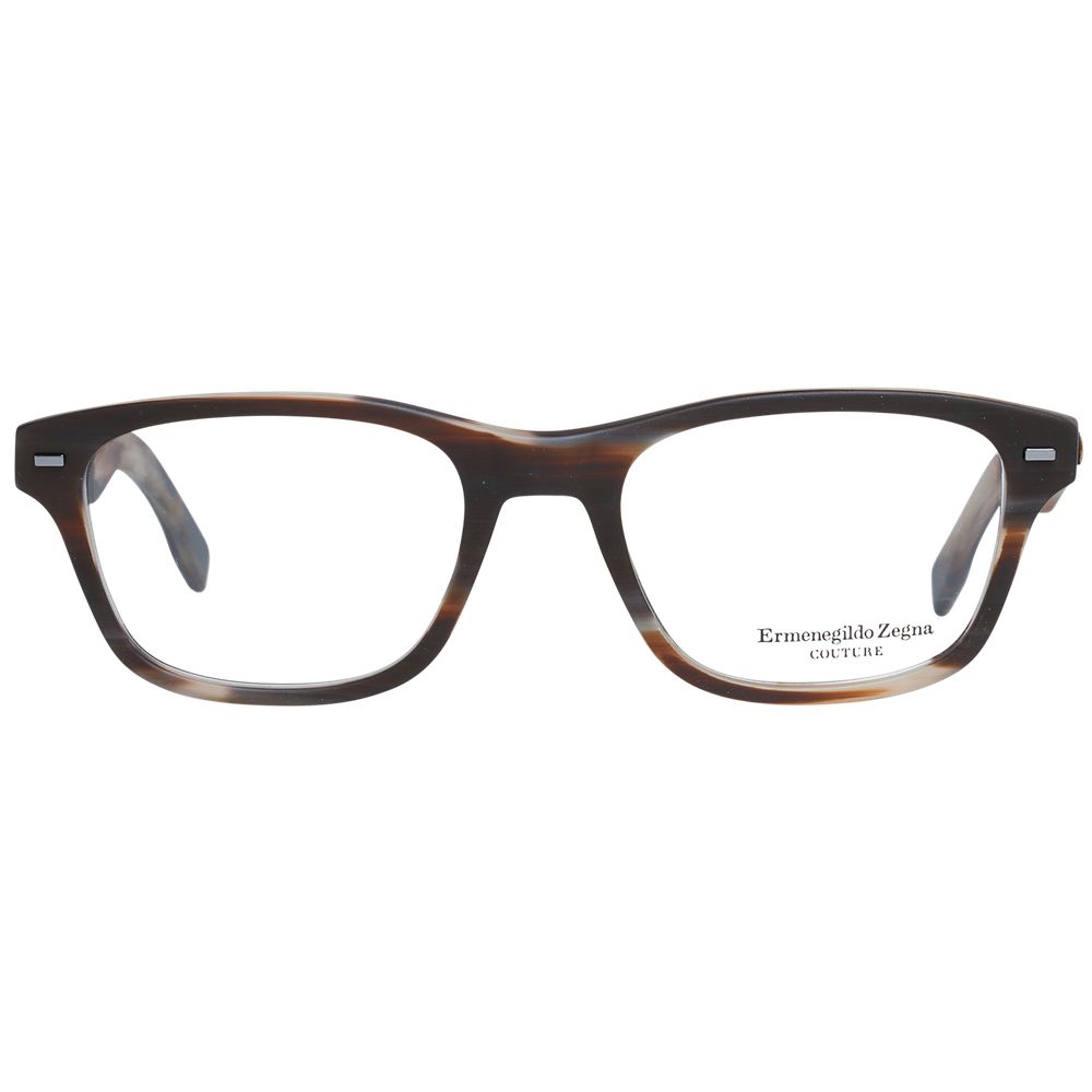 Eyeglasses Frames by Ermenegildo Zegna for men in brown showcases a reflective silhouette, artfully incorporating a sophisticated brown coloured frame with a distinct full-frame frame design.